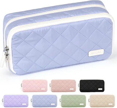 Miniatura 11 de Sooez Estuche grande para lápices, bolsa para lápices extra grande con 8 compartimentos, bolsa para bolígrafos de apertura amplia, organizador