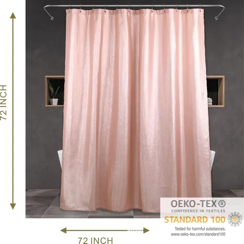 Miniatura 6 de Cortina de ducha con purpurina rosa rubor: cortinas de tela metálica brillante de lujo para decoración de baño de niñas coquetas – Fancy Glam lindos