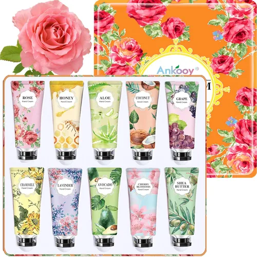 Paquete de 10 Set de Regalos de Crema de Manos, Rellenos de Media para Chicas Adolescentes, Adultos, Regalos de Navidad para Mujeres, Regalos para