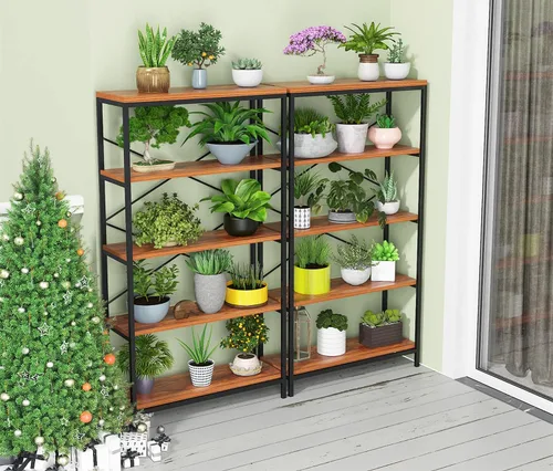Miniatura 6 de Himimi Estantería Industrial de 5 Niveles, Librero Estante de Escalera de 58" de Alto, Estantes de Almacenamiento Unidad de Estantería, Muebles