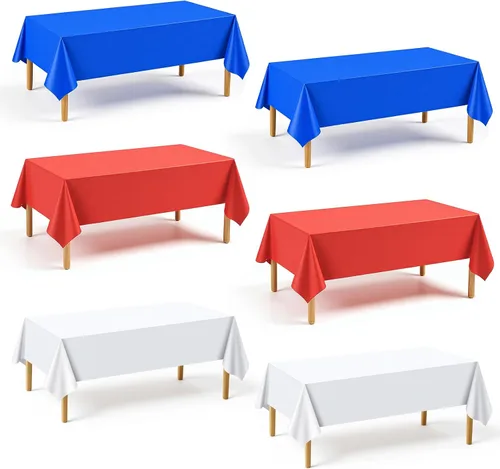 Miniatura 19 de Mwellewm 6 manteles de plástico desechables, mantel de arcoíris de colores surtidos, rectangular de neón colorido a granel sólido para cumpleaños