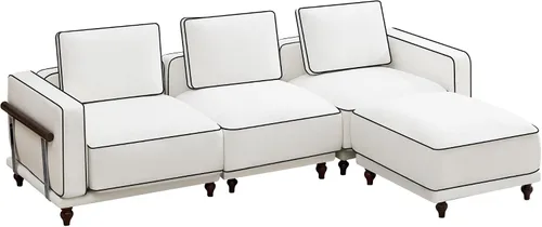 Miniatura 20 de Sofá biplaza modular de 80 pulgadas, sofá modular Cloud con reposabrazos y patas de madera, cómodo sofá tapizado de 2 plazas para sala de estar