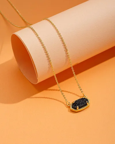 Miniatura 5 de Collar con colgante de drusa natural hecho a mano, cadena chapada en oro de 14 quilates para mujer