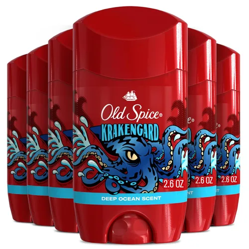 Old Spice Desodorante sin aluminio para hombres, protección contra olores 24/7, frescura 24/7 y aroma duradero, se pone transparente, Krakengard con