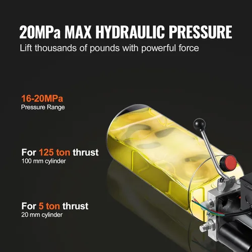 Miniatura 3 de VEVOR Unidad de potencia hidráulica 220V de 10 cuartos para elevador de auto 3HP Bomba hidráulica Bomba de potencia hidráulica monofásica con tanque