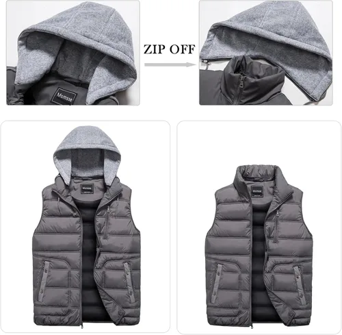 Miniatura 2 de Msmsse Chalecos acolchados para hombre, chaleco de invierno para hombre, ligero, resistente al viento, chaleco con capucha para golf y correr