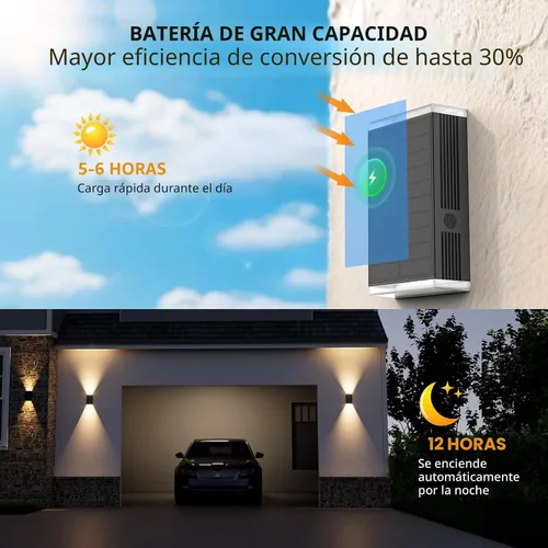 Miniatura 4 de Lámpara solar de pared para exteriores, 3000/4000/6000K, 3 modos de iluminación del anochecer al amanecer, aplique de pared IP67, impermeable