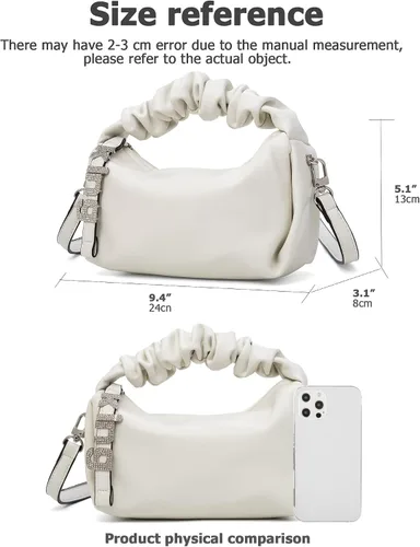 Miniatura 3 de KingTo Bolso pequeño de hombro para mujer, bolso de mano suave de diseñador en la nube, bolso cruzado ligero
