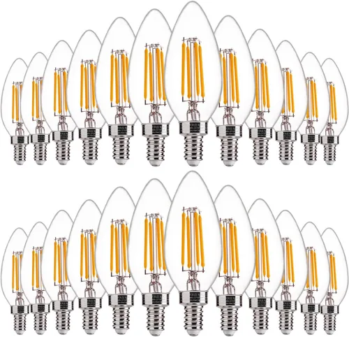 Miniatura 19 de FLSNT Amber LED Candelabra Light Bulbs 40W Equivalent, B11 E12 LED Chandelier Bulbs, 2200K Warm White, Dimmable, 330LM, 96 Pack UL,CA65 Listed.