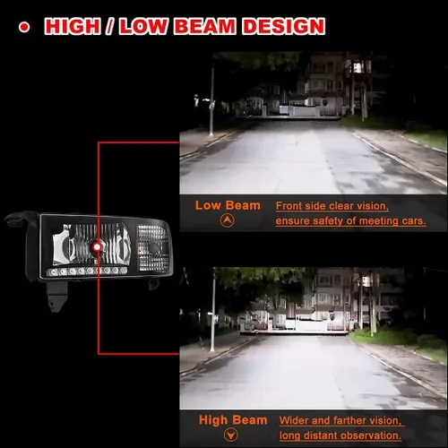 Miniatura 3 de Nixon Offroad Faros delanteros para Dodge Ram 1500 2500 3500 1994-2002 Conjunto de faros LED Proyector DRL de repuesto Luces de señal de giro Luces