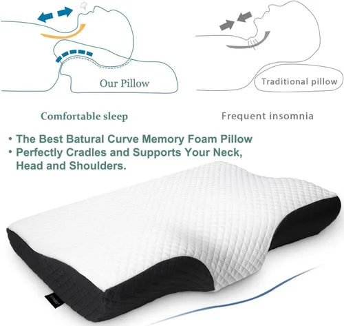 Miniatura 2 de EPABO - Almohada ortopédica de espuma viscoelástica con contorno para dormir, almohada cervical ergonómica para el dolor de cuello - para dormir