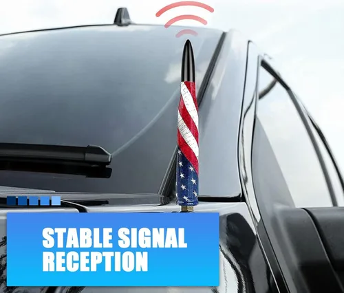 Miniatura 3 de Ajxn 1 PC Antena de Bala para Carro Camión Diseño de Bandera Americana Compatible con F150 F250 F350 Super Chevrolet Duty Raptor Dodge Ram 1500 2500