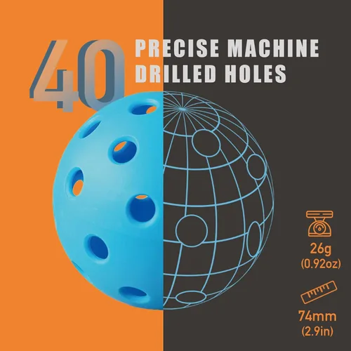 Miniatura 2 de FASIUCHOI Paquete de 6 pelotas de pickleball con 40 agujeros, pelotas de pickleball de alta durabilidad, pelotas de pickleball para exteriores