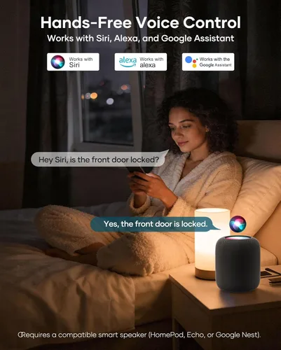 Miniatura 8 de SMONET Smart Lock AH1, cerradura de puerta de entrada sin llave con llave Apple Home, cerradura WiFi para puerta delantera, teclado de pantalla
