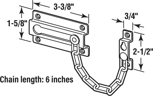 Miniatura 2 de Prime-Line U 9852 - Protector de puerta de cadena, acero estampado con cadena de acero, acabado pintado en blanco (paquete individual)