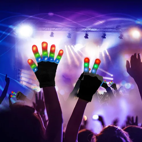 Miniatura 3 de WEICHUANGXIN - Guantes LED, luces en los dedos, 6 modos intermitentes, LED cálidos guantes, M