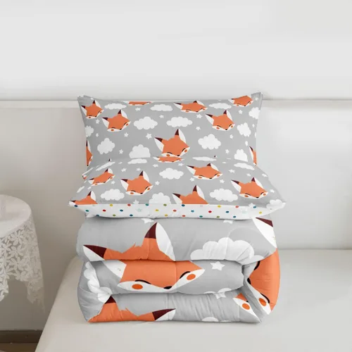 Miniatura 7 de Erosebridal Edredón de zorro para niños, tamaño individual, juego de ropa de cama de zorro de dibujos animados para niños y niñas, decoración