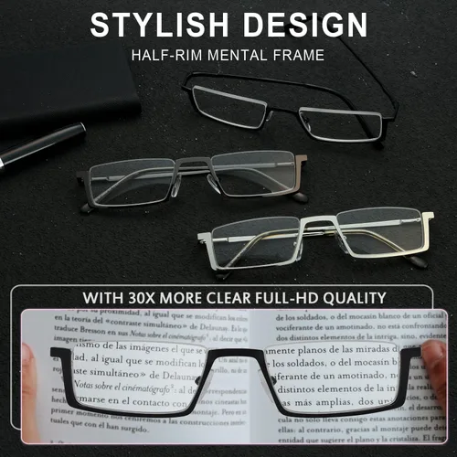 Miniatura 4 de GUD Gafas de lectura 3 pares de lentes de lectura de media montura para hombres y mujeres