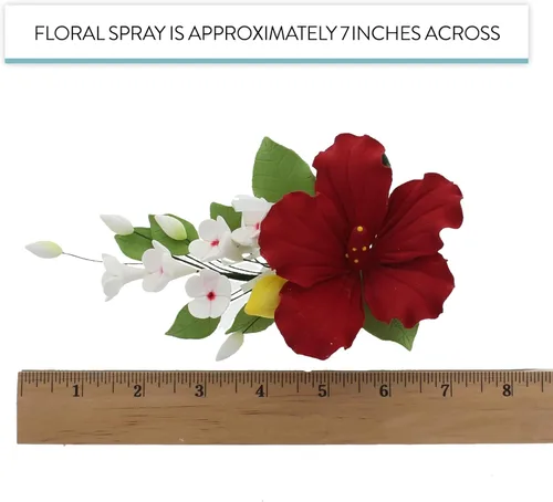 Miniatura 5 de Global Sugar Art Hibiscus Sugar Cake Flowers Spray Cake Topper Red Hawaiian Cake Flower, 1 unidad por el chef Alan Tetreault Rojo