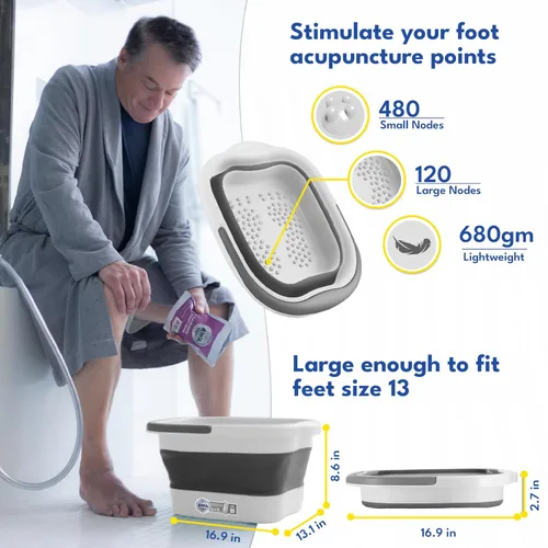 Miniatura 4 de Tina de remojo para pies para remojar los pies, tina plegable para pies, tina de baño para remojo de pies con nodos de masaje, cubo grande de spa
