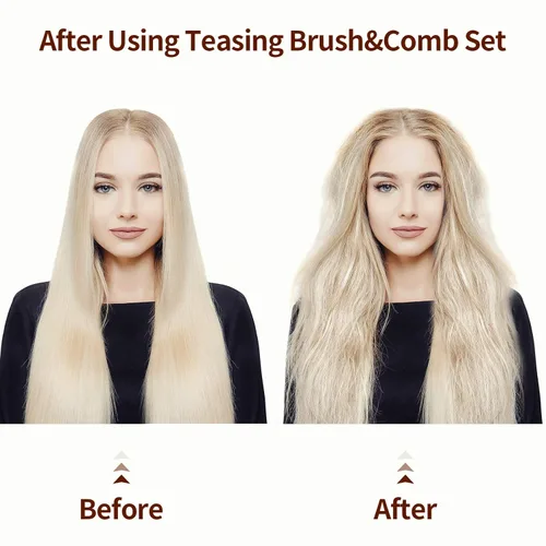 Miniatura 4 de Patelai Juego de 3 piezas de peines para cardado de cabello incluye 2 peines triples de nylon y cepillos de cerdas de jabalí para mujeres, peinado