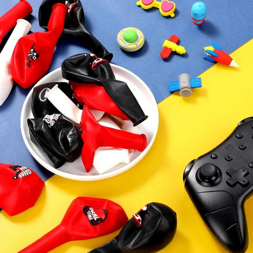 Miniatura 3 de Aoriher 36 globos de videojuegos, globos temáticos de látex negro de 12 pulgadas, decoraciones para adolescentes, juegos nocturnos, suministros
