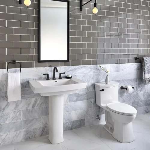 Miniatura 6 de American Standard Townsend 7353801.243, grifo de baño de 2 manijas generalizado de 8 pulgadas, 1.2 GPM, negro mate Mate negro