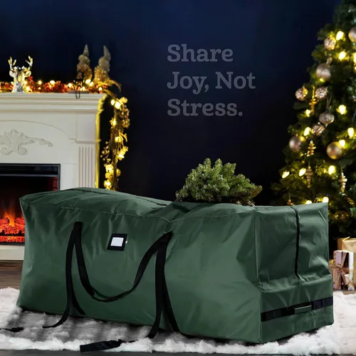 Miniatura 2 de ZOBER Bolsa de almacenamiento para árbol de Navidad con ruedas de tela Oxford 600D, se adapta a árboles artificiales de 7.5 pies, bolsa impermeable