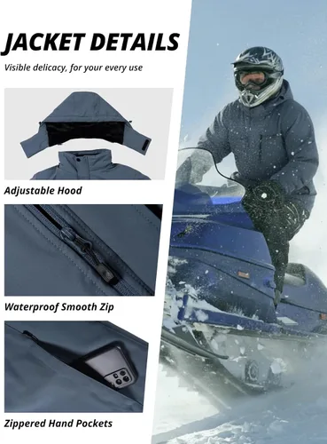 Miniatura 5 de CAMEL CROWN Chaqueta de Esquí de Invierno para Hombre Abrigos de Nieve de Montaña Impermeable Capucha Desmontable Resistente al Viento Chaquetas