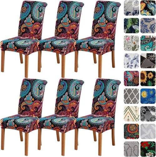 Miniatura 42 de HZDHCLH Juego de 6 fundas grises para sillas Parsons de elastano para comedor, fundas elásticas de elastano para sillas Parsons, fundas de asiento