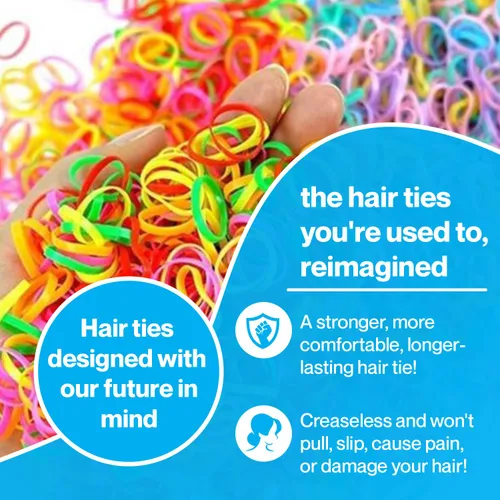 Miniatura 3 de OIG Brands 1500 soportes para cola de caballo, bandas de goma sin daños, ligas para el pelo para niñas pequeñas, sin tirones, de 1 pulgada Multicolor