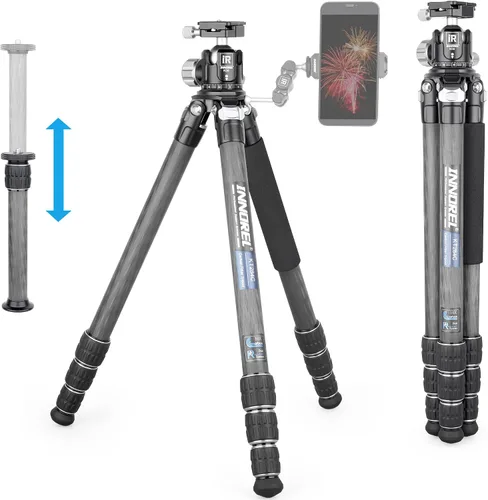 Miniatura 10 de Trípode de viaje portátil súper profesional KT284C de fibra de carbono para cámara DSLR, soporte compacto resistente, soporte de soporte de tubo