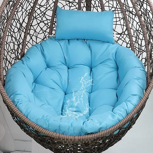 Miniatura 13 de Cojín impermeable para silla de huevo, color negro, lavable, con lazos, grueso, grande, para silla de huevo, para exteriores, con almohada