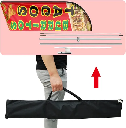 Miniatura 6 de Bandera de tacos y burritos, banderas de plumas de tacos de 11 pies para empresas, letrero de tacos con poste y punta de tierra para publicidad al