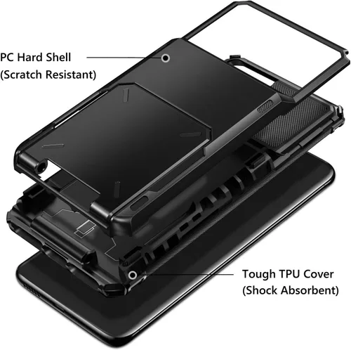 Miniatura 3 de Vofolen Funda tipo cartera para Galaxy S21 Ultra con 4 tarjetas, tarjetero con ranura para tarjeta de crédito, bolsillo trasero, doble capa, Negro