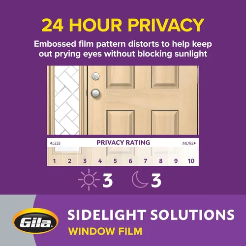 Miniatura 6 de Gila® Decoración de privacidad, azulejos esmerilados, luces laterales, entrada residencial, película para ventana, bricolaje, adherencia estática