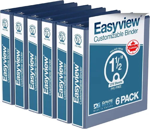 Miniatura 52 de Easyview - Carpetas prémium de 3 anillas con cubiertas transparentes y anillos redondos, carpetas para la escuela u oficina, 1 pulgada, paquete