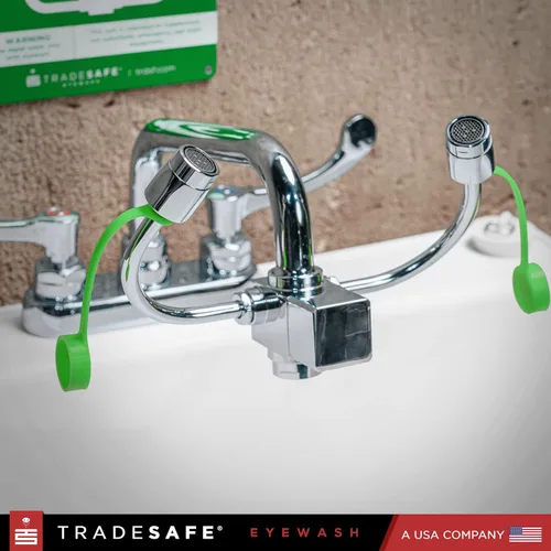 Miniatura 9 de TRADESAFE Estación de lavado de ojos de emergencia: estación de lavado de ojos para montaje en grifo aprobada por OSHA, estación de lavado de ojos