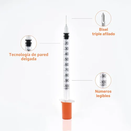 Miniatura 3 de U-100 - Jeringa de 0.315 in con aguja, envuelta individualmente, paquete de 100