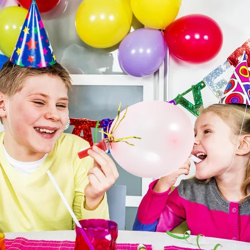 Miniatura 8 de BESTOYARD 100 globos musicales con purpurina mixta con flecos metálicos ruidos para niños, lindos silbatos para Halloween, fiesta de Navidad