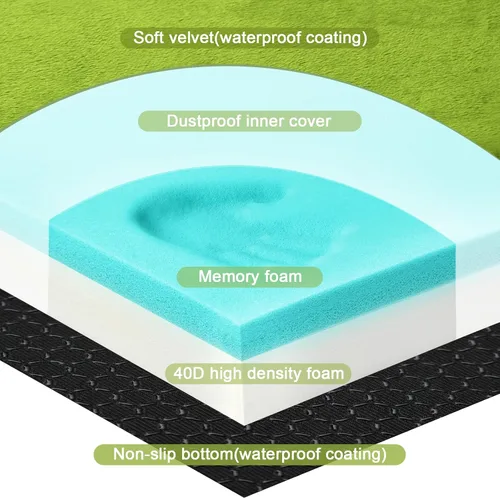 Miniatura 2 de Colchoneta de espuma viscoelástica para camping, colchón de piso grueso y cómodo para adultos con fondo impermeable y antideslizante, colchón Verde