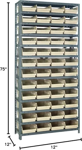 Miniatura 529 de Quantum QSBU-245BK Heavy Duty Shelving Unit with (7) Shelves and (24) QUS245 Black Bins for Garage Warehouse Storage Distribution 400 lb Load