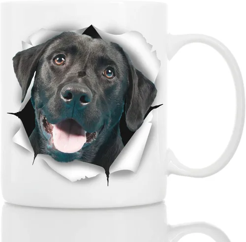 Bonita taza de café negra con diseño de labrador para perro, divertida taza de café de cerámica, regalo perfecto para amantes de los perros, bonita