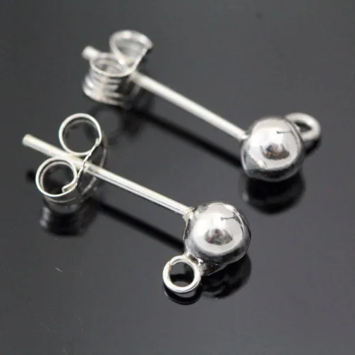 Miniatura 3 de Adabele - 10 pares de aretes de plata de ley 925 auténtica, anillos abiertos de bola de 0.118 pulgadas con 20 piezas de espaldas de tuerca