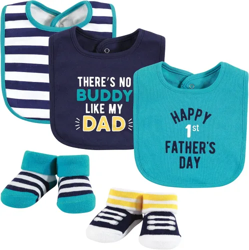 Miniatura 157 de Hudson Baby Conjunto de babero y calcetines unisex de algodón para bebé