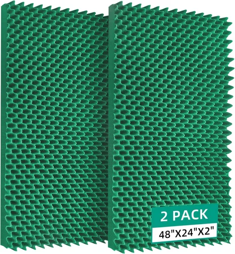 Insonorización eficaz: paneles de espuma insonorizada en forma de caja de huevos ZHOJEREL – 48 x 24 x 2 pulgadas, para reducción de ruido y Verde