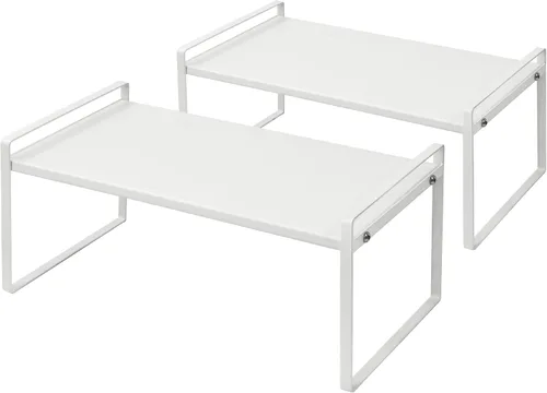 Miniatura 12 de Nxconsu Paquete de 2 estantes apilables para gabinete, organizador elevador para armario de cocina, despensa, encimera, organización del hogar