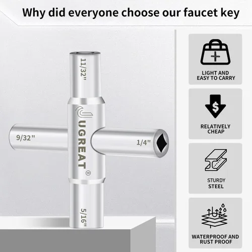 Miniatura 2 de JUGREAT Llave de agua Sillcock de 4 vías, llave de acero multifunción para grifo, espigas, válvulas (paquete de 1)