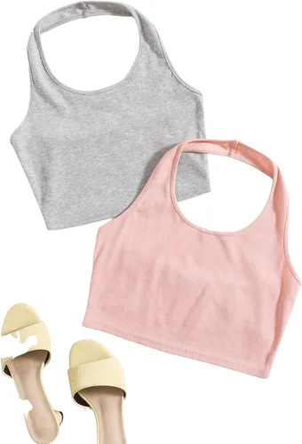 Miniatura 3 de SweatyRocks Chaleco básico sin mangas para mujer, paquete de 2
