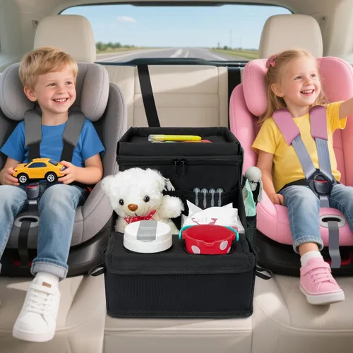 Miniatura 2 de Organizador de Coche para Asiento Delantero y Almacenamiento, Caddy de Coche Plegable, Organizador de Asiento de Pasajero con Particiones